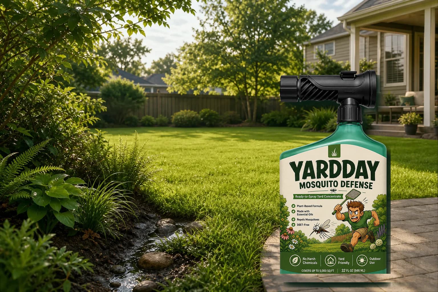 Mosquito Defense package grounded in a residential outdoor setting
