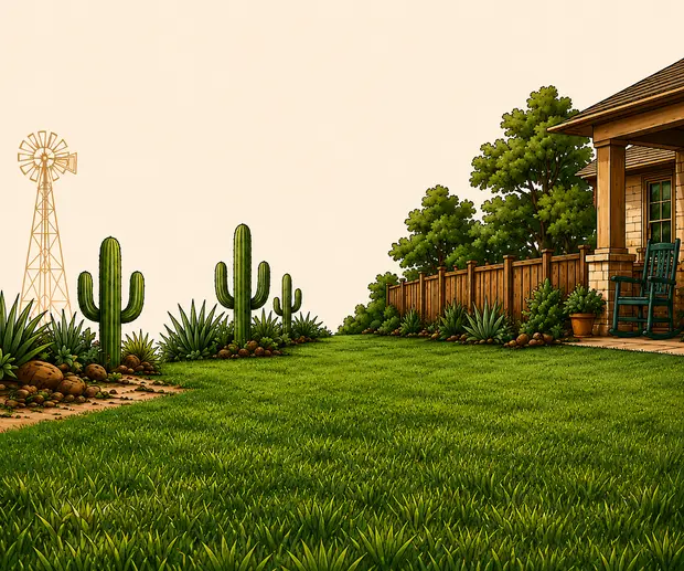 Green Southern lawn after visible progress