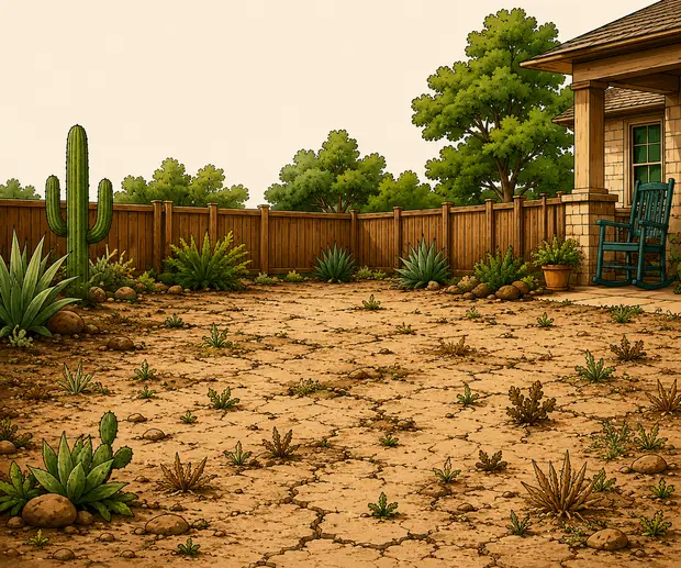 Dry Southern yard before application